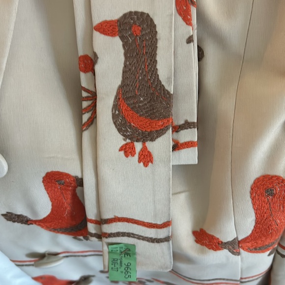 RARE Vintage Neiman Marcus Couture coat with embroidered birds 60’s 70’s size L - Picture 6 of 12